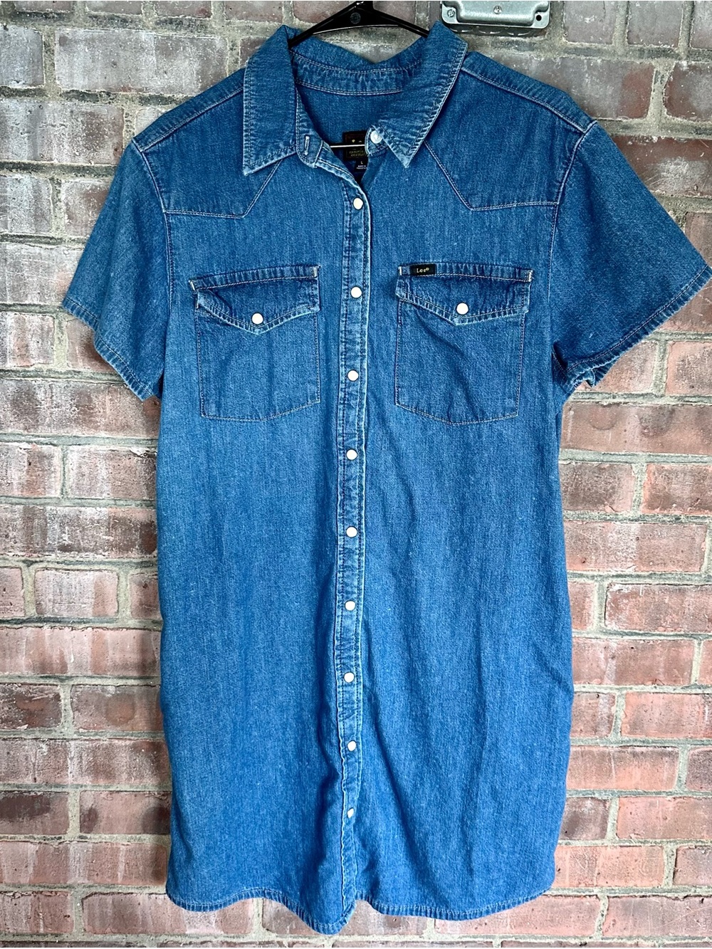 Lee Denim Short-Sleeve Blue Jean Shirt Dress